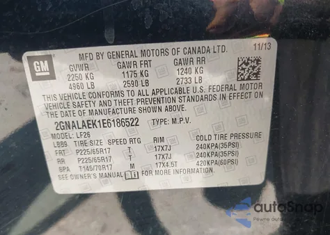 2014 Chevrolet Equinox Ls from USA, damaged, VIN 2GNALAEK1E6186522